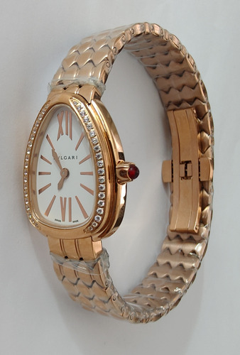 Reloj Bnlgr Mod. Serpentie Seduttorie Dama Correa Oro Rosa Bisel Con Piedras Caratula Blanca (Usado)