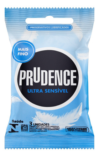 Preservativo Lubrificado Ultra Sensível Prudence Pacote 3 Unidades