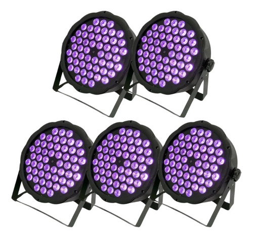 5 Canhao Refletor Led Par 64 Rgb 54 Leds 3w Dmx Dj Triled