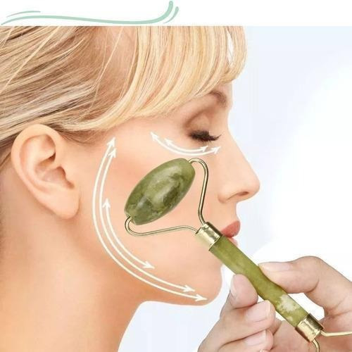 Super Massageador Rolo Massoterapia Facial Pedra Jade