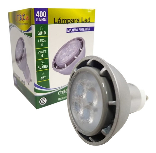 Dicroica Led 4w Máxima Potencia Luz Cálida Aluminio Tbcin 