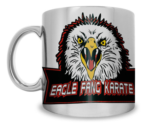Taza Plateada Cromada Sublimada Cobra Kai Eagle Fang
