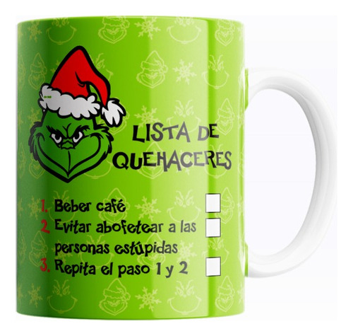 Taza De Café Grinch Max Navidad Lista De Tareas 325ml