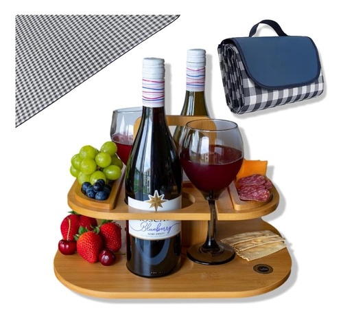 Solista-mesa De Picnic Portátil Para Vino Fabricada En Bambú