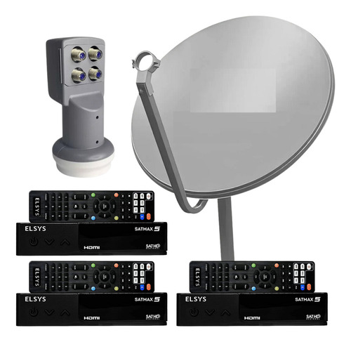 Kit 3 Receptor Digital Satmax 5 + Antena + Lnbf Quadruplo