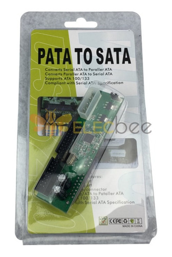 Tarjeta Convertidor Pata To Sata Disco Duro De Pc 100/133