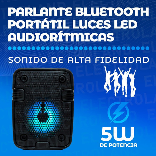 Imagen 2 de 10 de Parlante Bluetooth Portátil Led Inalámbrico Usb Recargable
