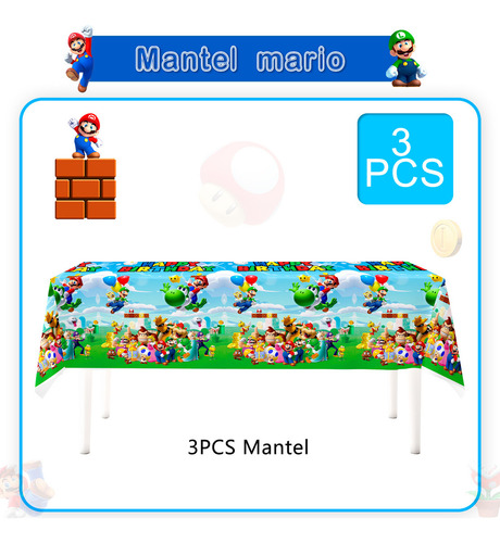Mantel de Super Mario 3 piezas 108x180cm InBoxxyart MLA-011 rectangular