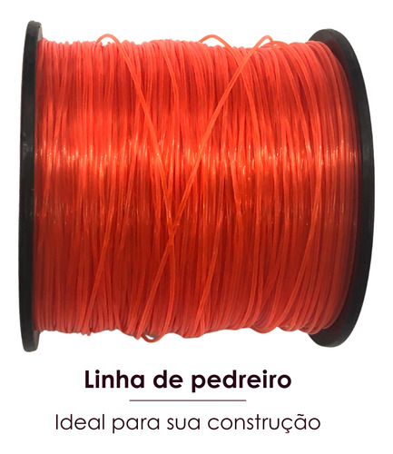 Linha Nylon Liso Laranja Para Pedreiro 0,80mm X 100m Obra