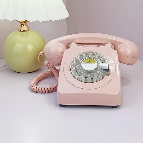 Pink Retro Rotary Lline Phone De 1960 De Teléfonos Antiguos