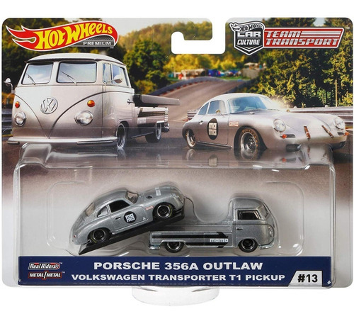Hot Wheels Porsche 356a Outlaw Vw Transporter T1 Pickup Team Color Gris