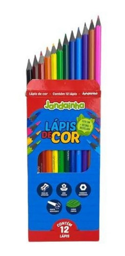 Lápis De Cor 12 Cores Jandaia Sextavado Resistente