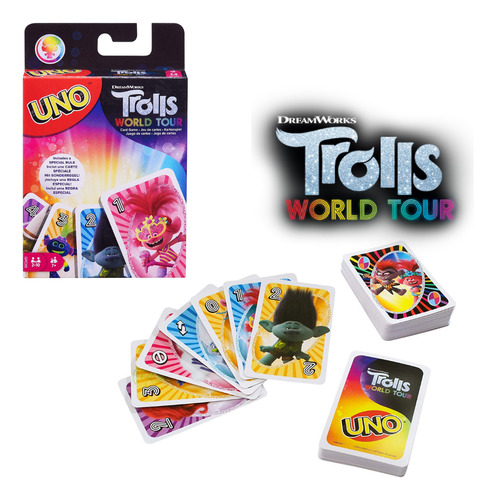 Juego De Cartas Dreamworks Trolls World Tour Uno Mattel.