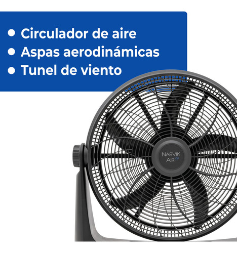 Ventilador Narvik Na2020 De 20 Pulgadas (50.8 Cm) Piso Y Pared, 3 Velocidades, Inclinación Vertical Manual, Negro Mate