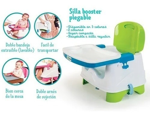 Silla De Comer Booster Plegable Portátil Bebè Nombre Del Diseño Verde