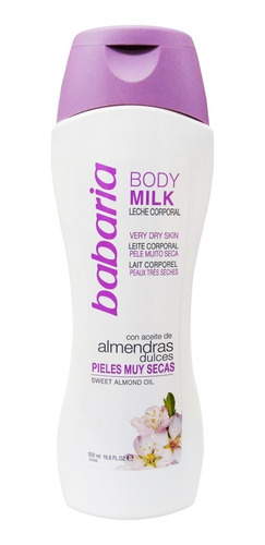 Crema Babaria Body Milk Almendras Pieles Muy Secas 500 Ml