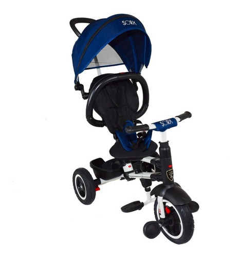 Triciclo Plegable Evolutivo Con Toldo Para Bebe Sorx Elite Color Azul