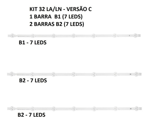 Kit Barramento Led 32ln570b - 3 Barras B1 B1 B2- Versão C