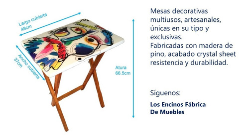 Mesa Plegable Hombre Artesanal Multiusos Resina Cristal