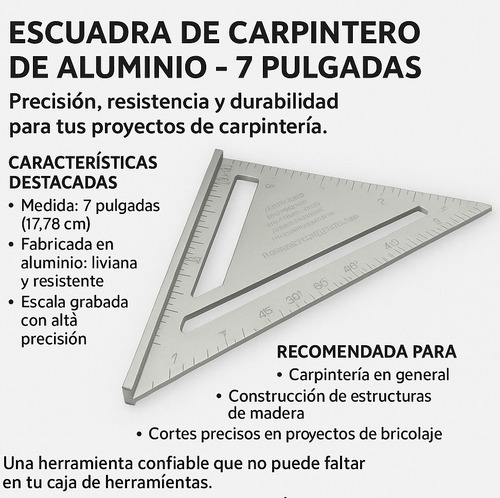Escuadra Triangular Carpintero Resistente 7 Pulgadas