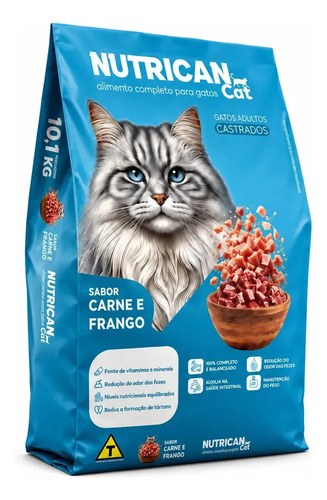 Ração Gato Castrado Carne E Frango 10,1kg Sem Corantes
