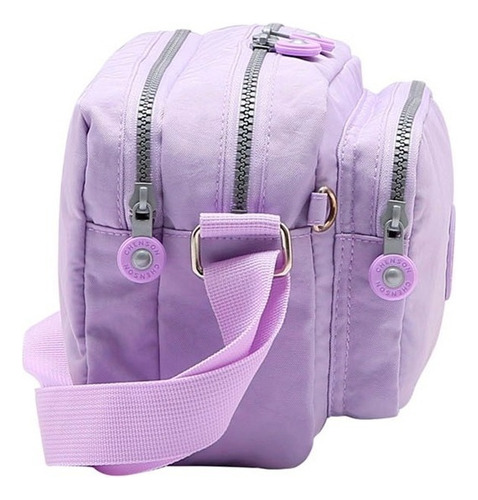 Bolsa Feminina Transversal E Ombro Nylon Chenson Original Cor Lilás