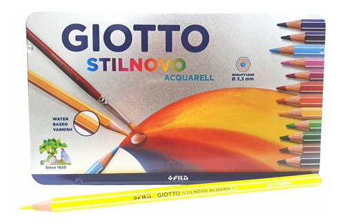Imagen 1 de 6 de Lapices De Color Giotto Stilnovo Acuarelables 3.3mm Lata X12