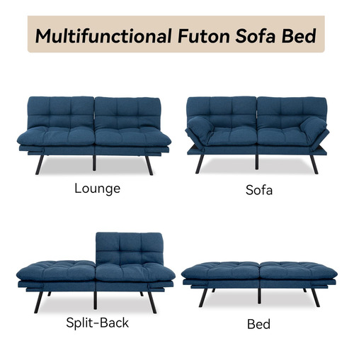 Sofá Cama Convertible Tipo Futón, Sofá Cama De Tela De Lino