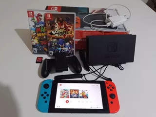 Nintendo Switch Neon V1 + 3 Jogos - Serial Xaw1007 Verde