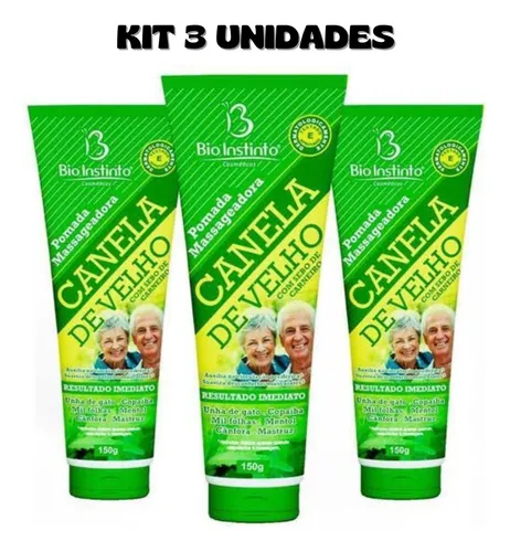 comprar 3 Pomadas Massageadora Canela De Velho Preta Bio Instinto