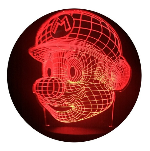 Imagen 1 de 10 de Lámpara Visual 3d Súper Mario Bross