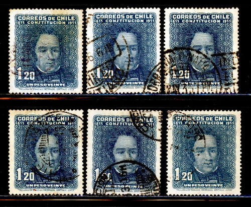 Sellos De Chile. Centenario De La Constitución, 1833-1933.