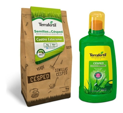 Semillas Césped 4 Estacione Terrafertil 1k Fertilizante Grow