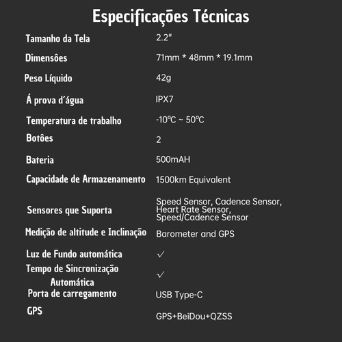 Ciclocomputador Xoss G2 G2plus Pantalla Lcd De 0.056m Negro