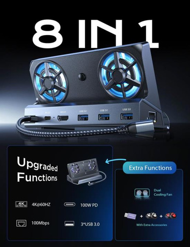 Lisen Estación De Acoplamiento 8 En 1 Para Steam Deck Oled Y