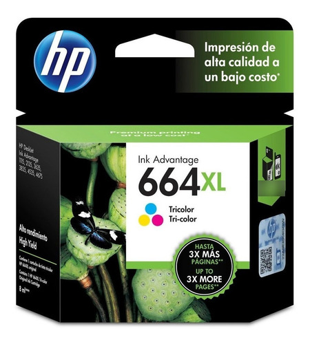 Imagen 2 de 2 de Tinta Original Tricolor Hp 664xl Alto Rendimiento F6v30al