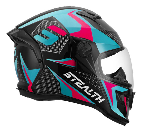 Capacete Fechado Protork Stealth Concept Verde - Rosa 58