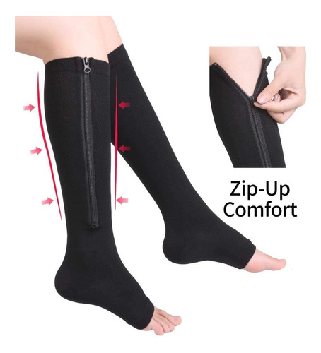 3 Pares Calcetas Compresión Medias Calcetines Cierre Zip Sox