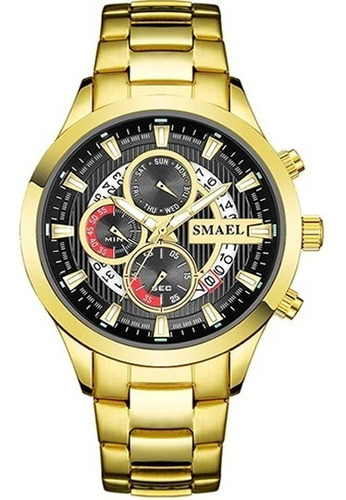 Reloj Smael Digital Hombre Dorado Acero Inoxidable