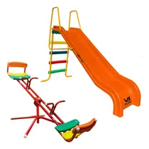 Comprar Sube Y Baja Giratorio + Tobogan 4 Escalones Pvc Combo !! Color Naranja