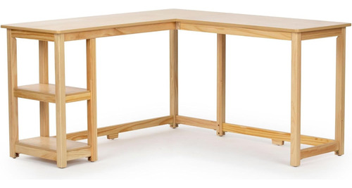 Plankbeam Escritorio L 55.25 Madera Maciza Con Estantes