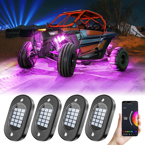 Luz Roca Led Para Camion 8 Vaina Rgb Modo Musica Control 120