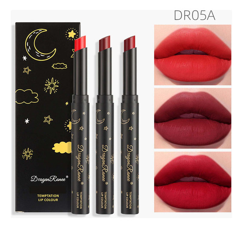Juego De Tres Lápices Labiales W Matte Velvet Matte Portable