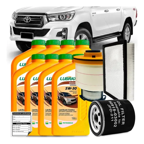 Kit Oleo 5w30 Lubrax Filtros Hilux 2.8 16v Diesel 2017 A 22 ...
