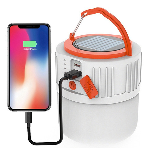Foco Lampara Recargable Solar Con Panel Usb Para Recarga Cel Color de la luz Blanco frío