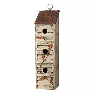 18 H Wooden Three-tier Hanging Distressed Garden Birdh...