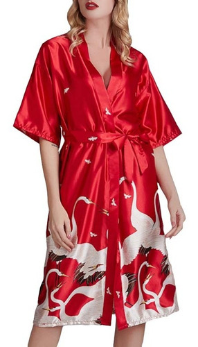 Abrigo Kimono Suelto Yukata Largo De Seda Sintética Para Mu