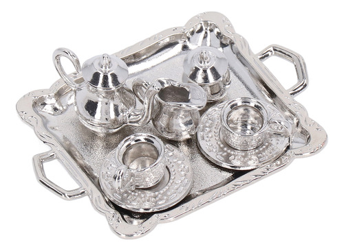 Mini Juego De Té De Metal A Escala 1/12 Simulación