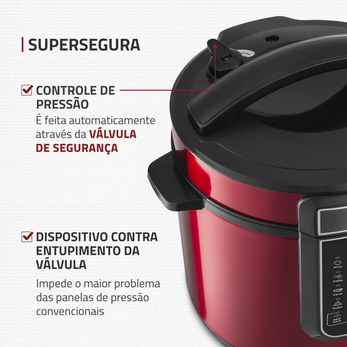 Panela De Pressão Elétrica Digital 6l Mondial Vermelho Pe-60 Vermelho/inox 60hz