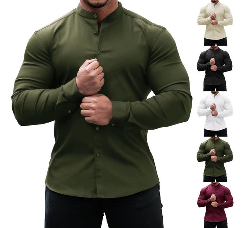 Men's Casual Long Sleeve Shirt With Slim Buttons